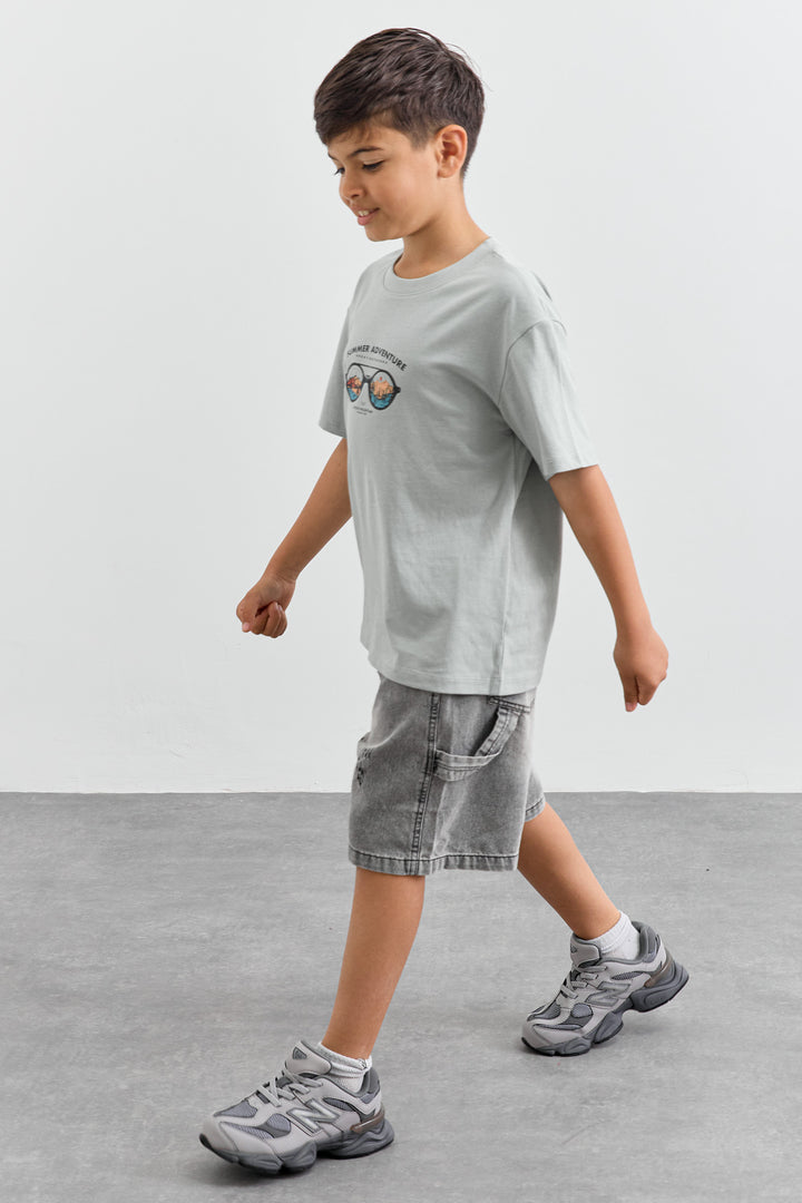 טי שירט Sunglasses בגזרת אוברסייז | ירוק