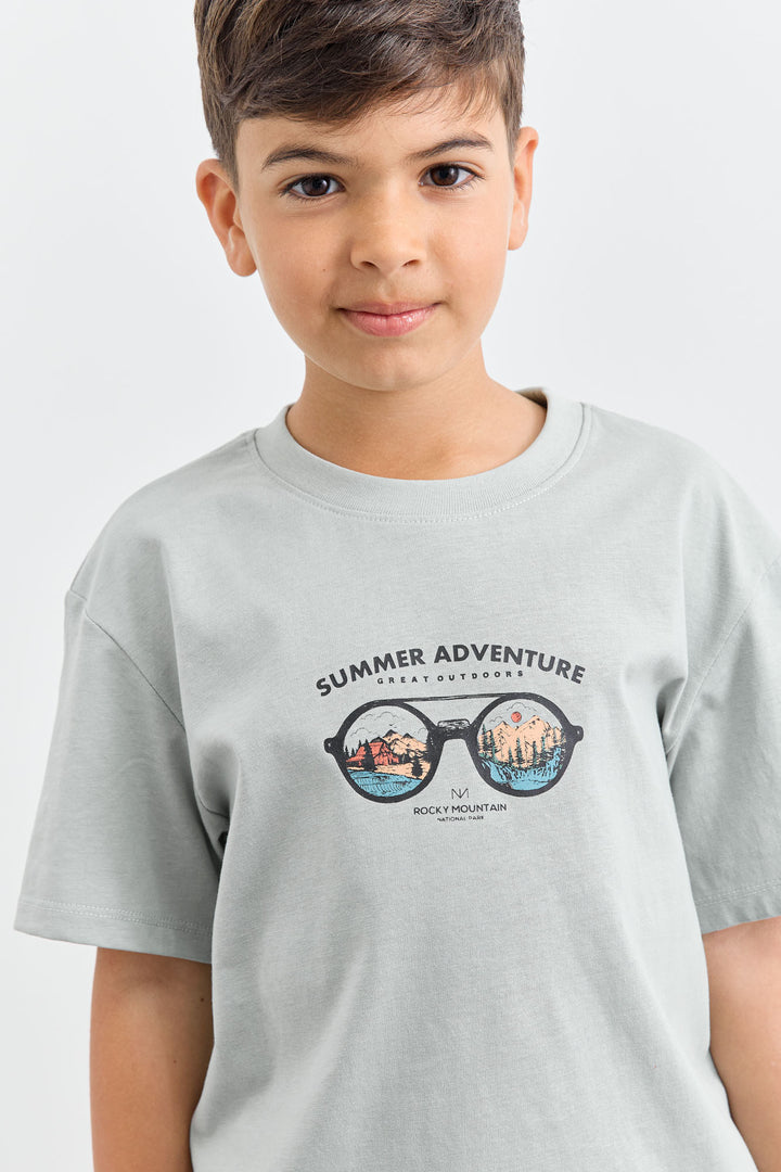 טי שירט Sunglasses בגזרת אוברסייז | ירוק