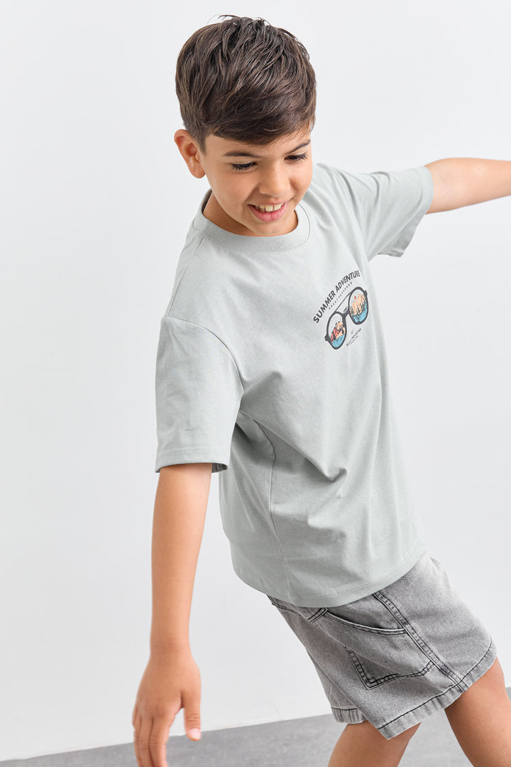 טי שירט Sunglasses בגזרת אוברסייז | ירוק