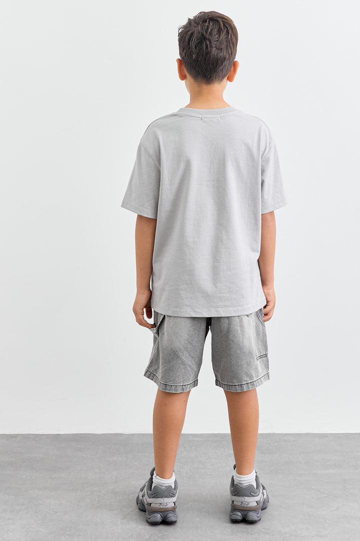 טי שירט Dont look back גזרת אוברסייז | אפור