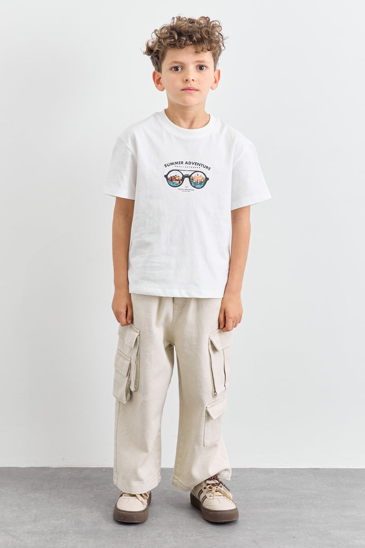 טי שירט Sunglasses בגזרת אוברסייז | לבן