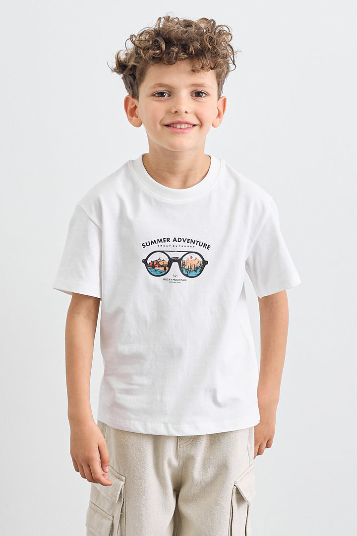 טי שירט Sunglasses בגזרת אוברסייז | לבן