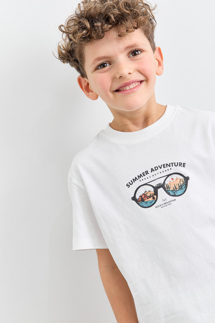 טי שירט Sunglasses בגזרת אוברסייז | לבן