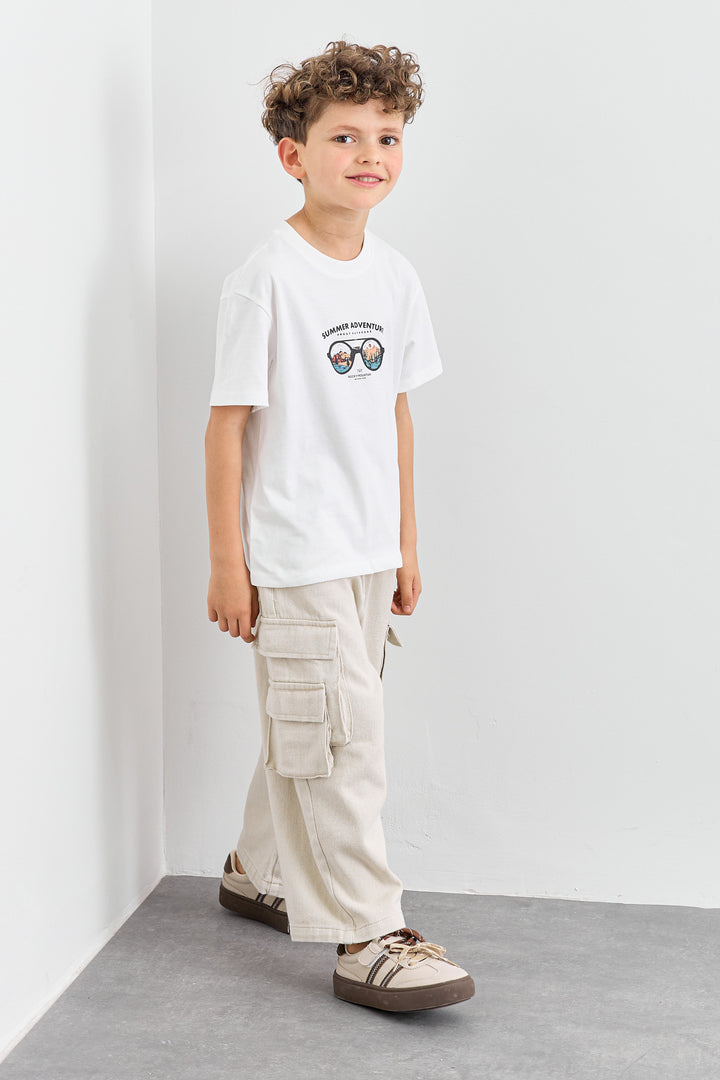 טי שירט Sunglasses בגזרת אוברסייז | לבן