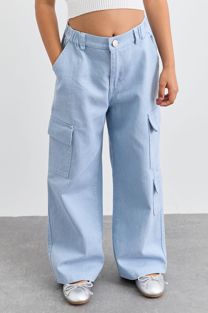 מכנסי דנים דגמ"ח בגזרת וויד לג | כחול בהיר