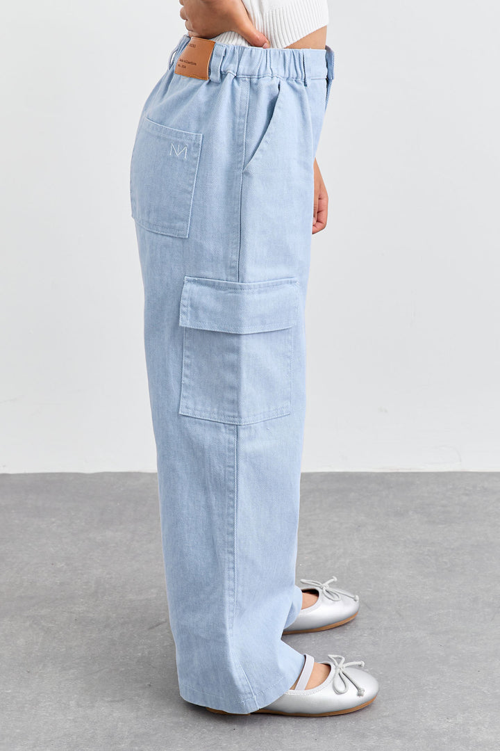 מכנסי דנים דגמ"ח בגזרת וויד לג | כחול בהיר