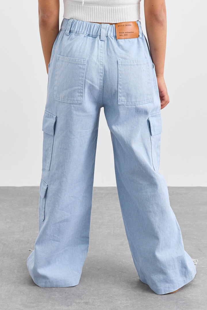 מכנסי דנים דגמ"ח בגזרת וויד לג | כחול בהיר