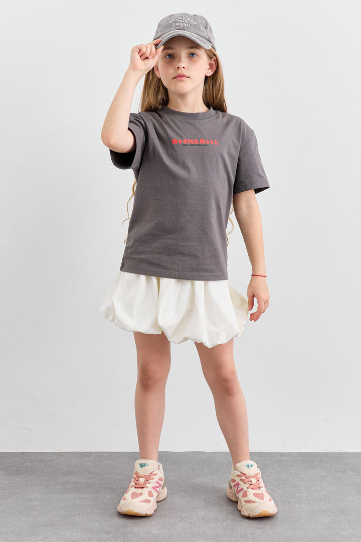 טי שירט ROCK&ROLL בגזרת אוברסייז | אפור כהה