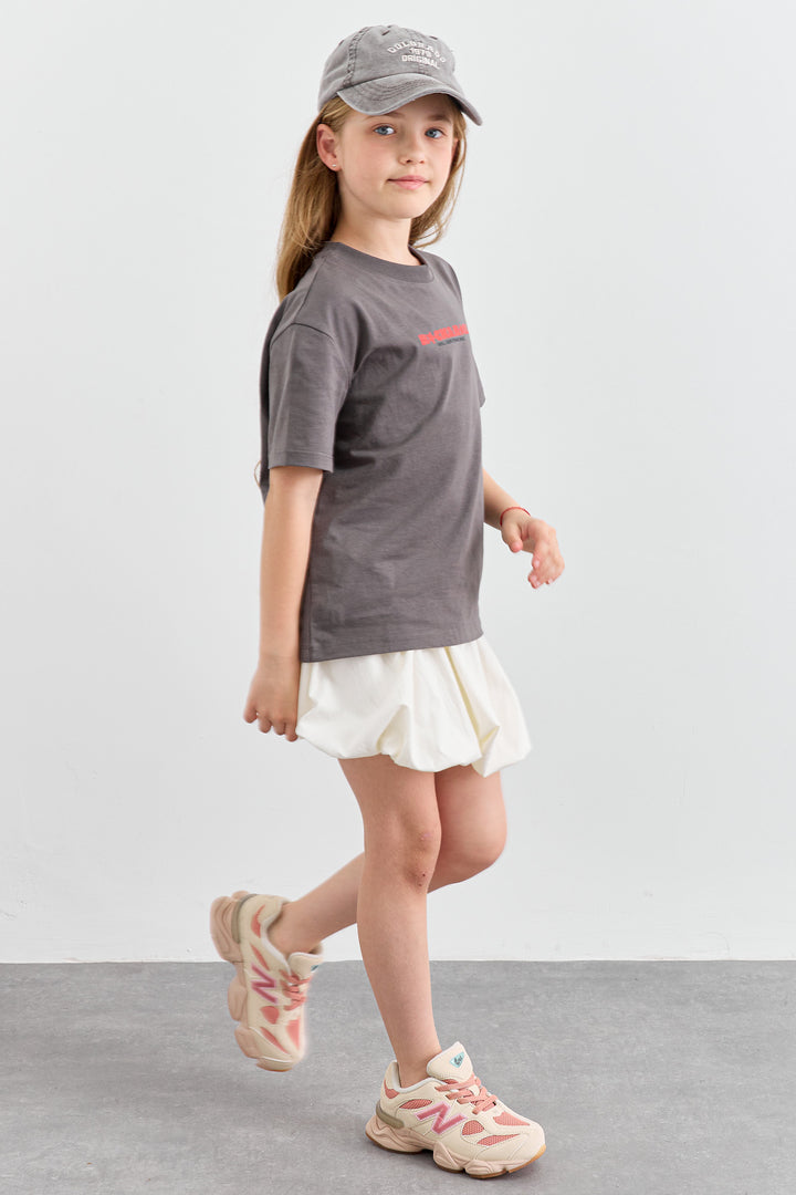 טי שירט ROCK&ROLL בגזרת אוברסייז | אפור כהה