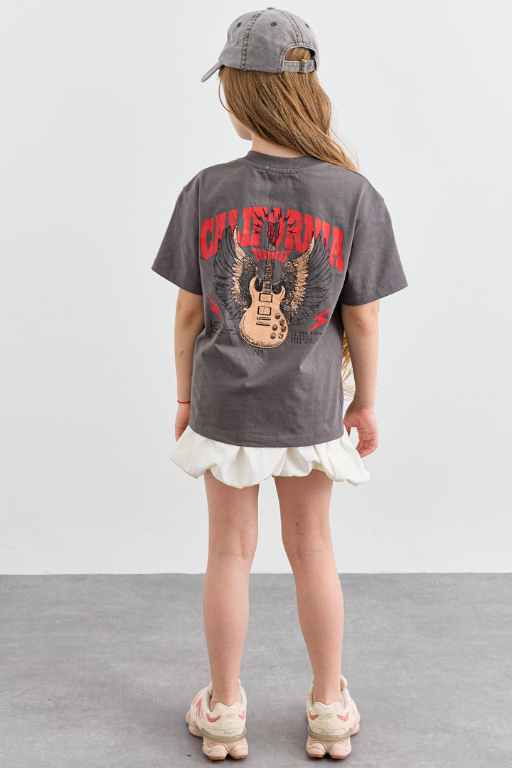 טי שירט ROCK&ROLL בגזרת אוברסייז | אפור כהה