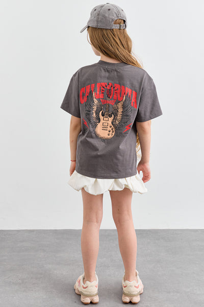 טי שירט ROCK&ROLL בגזרת אוברסייז | אפור כהה