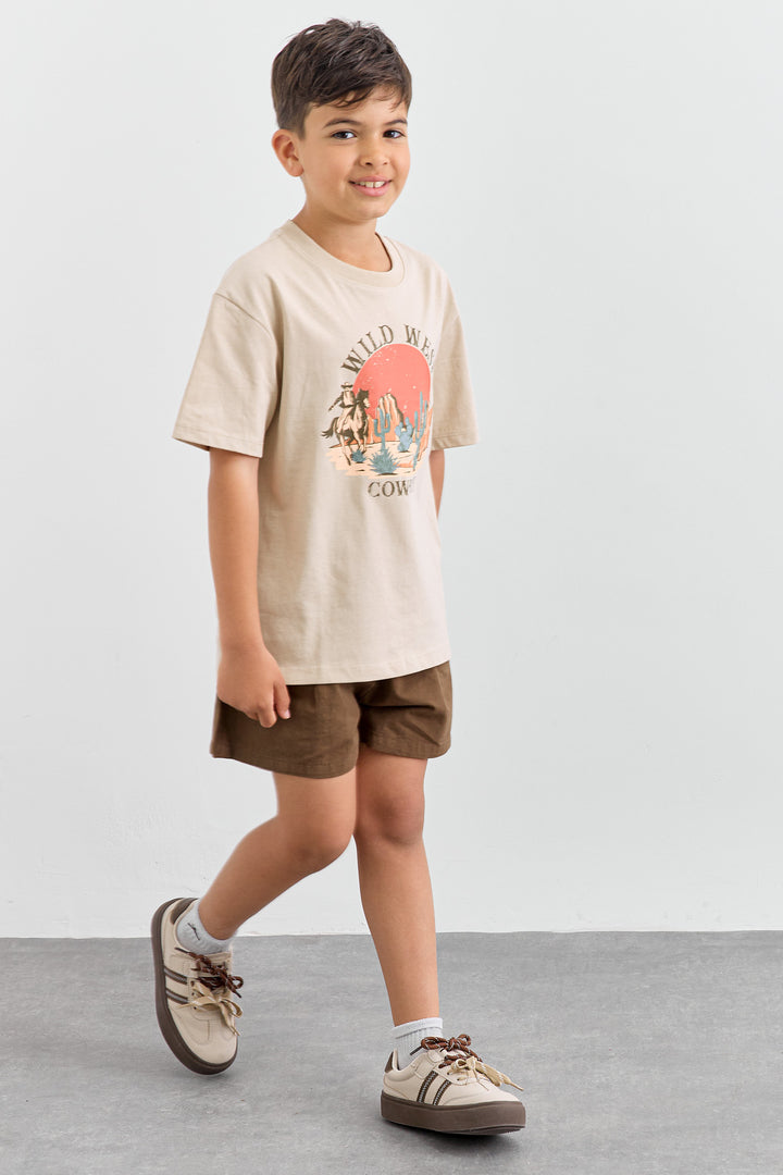 טי שירט WILD WEST גזרת אוברסייז | בז'