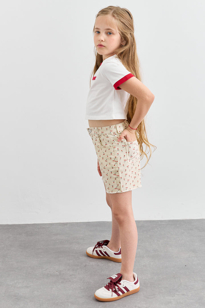 חולצת AMOR גזרת קרופ | לבן/אדום