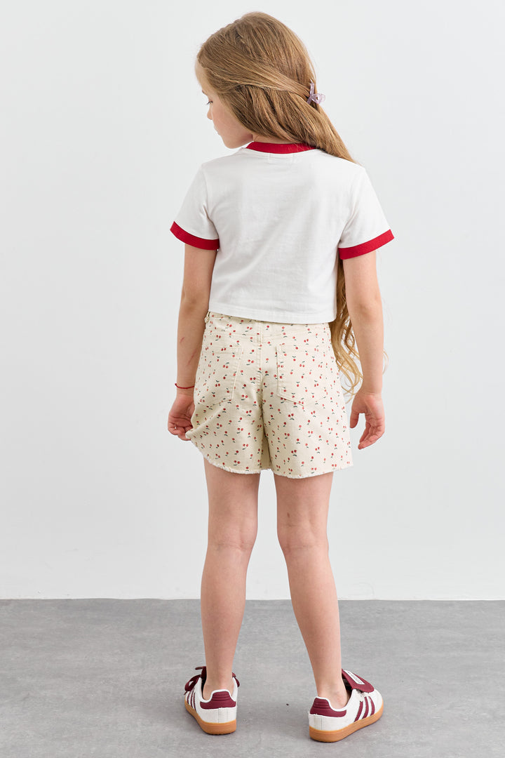 חולצת AMOR גזרת קרופ | לבן/אדום