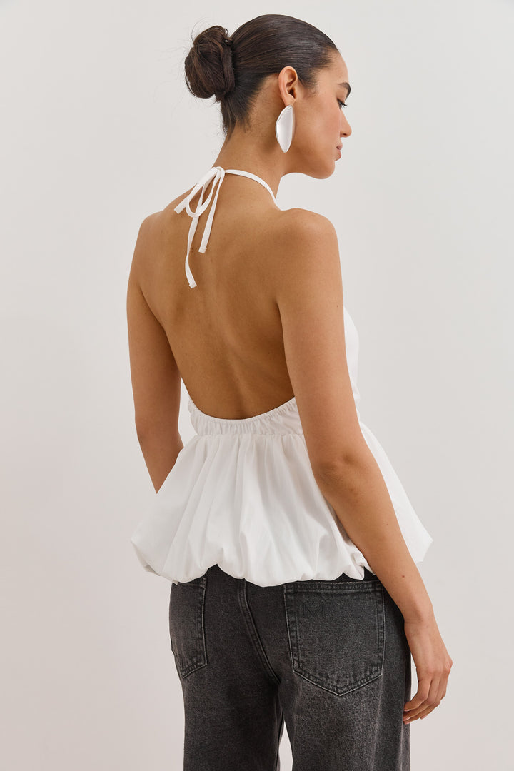 חולצת קולר אריאנה בשילוב פפלום | לבן