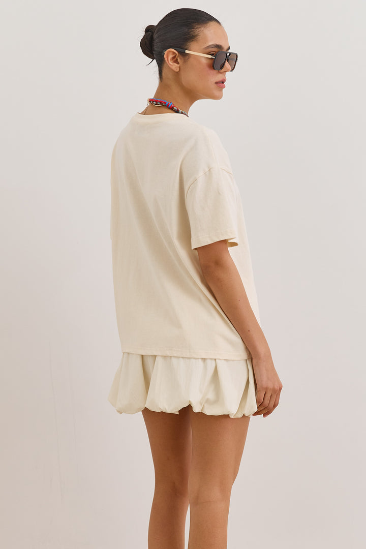 טי שירט COWBOY גזרת אוברסייז | קרם