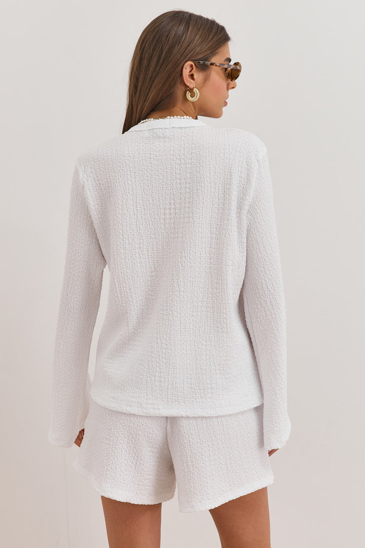 חולצת קשירה אליז בד טקסטורה | לבן