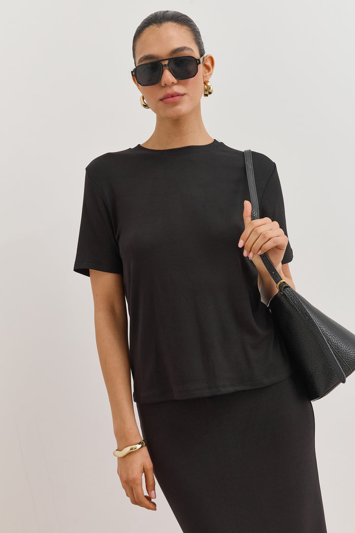 חולצת סולאנז' שרוול קצר | שחור