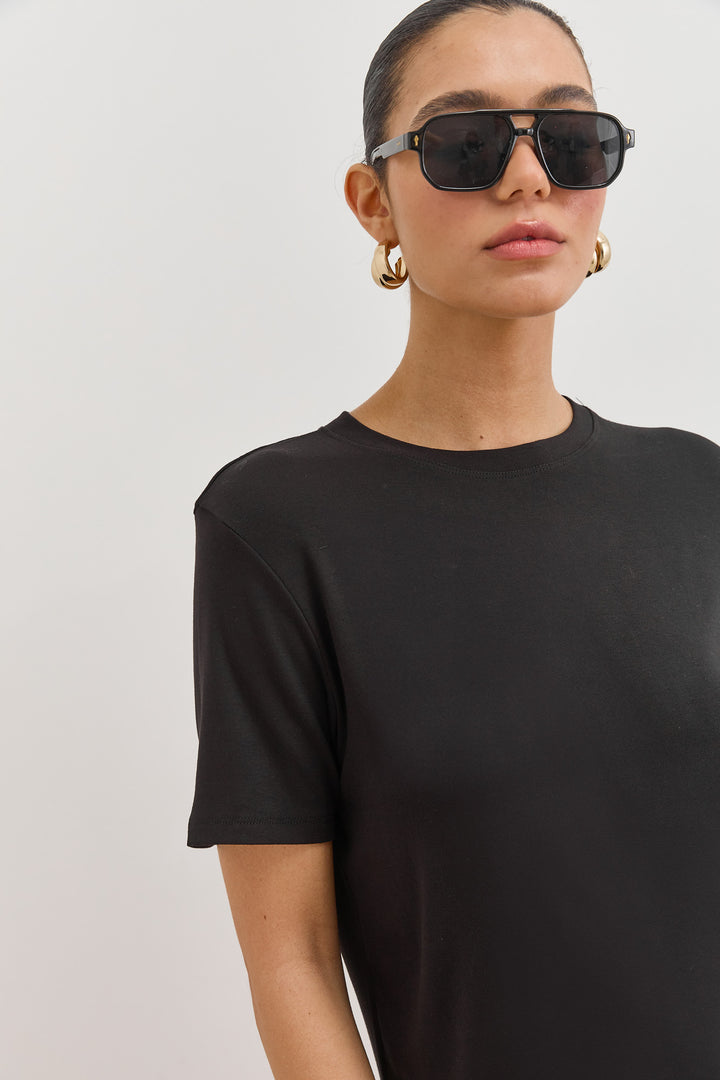 חולצת סולאנז' שרוול קצר | שחור