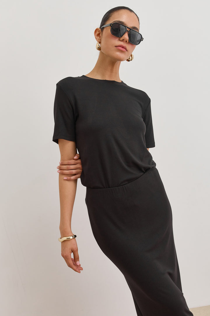 חצאית סולאנז' אורך מקסי | שחור