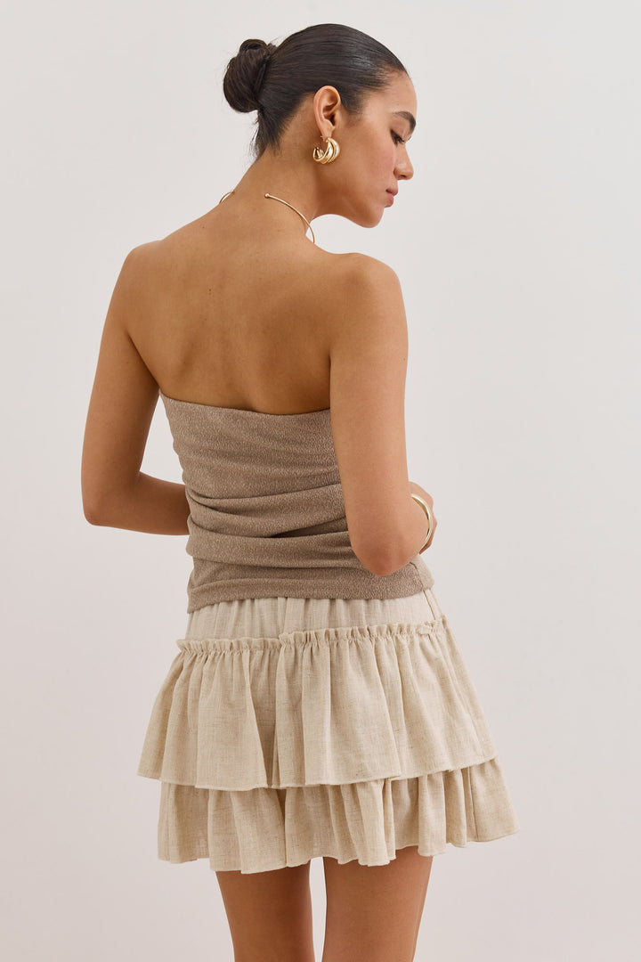 חצאית קומות אוריון דמוי פשתן | בז'