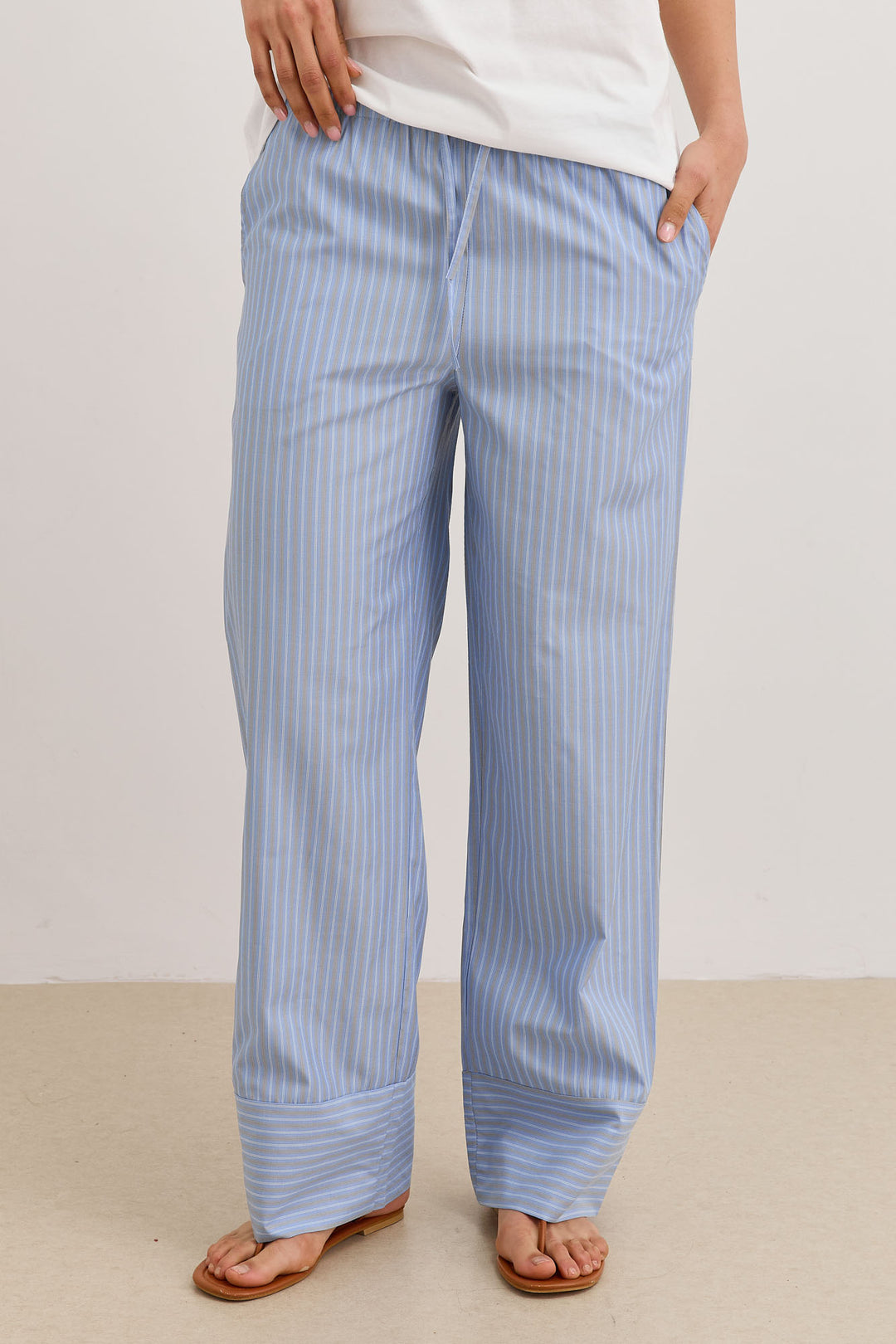 מכנסי תומאס סטרייפס גומי במותן | כחול בהיר