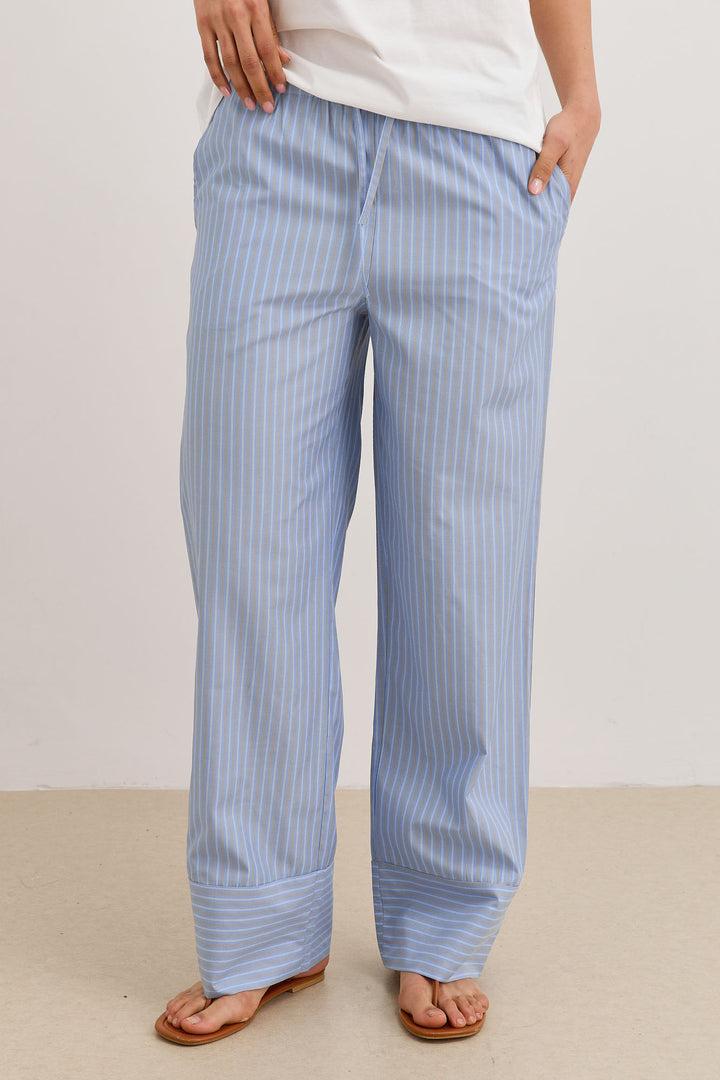 מכנסי תומאס סטרייפס גומי במותן | כחול בהיר