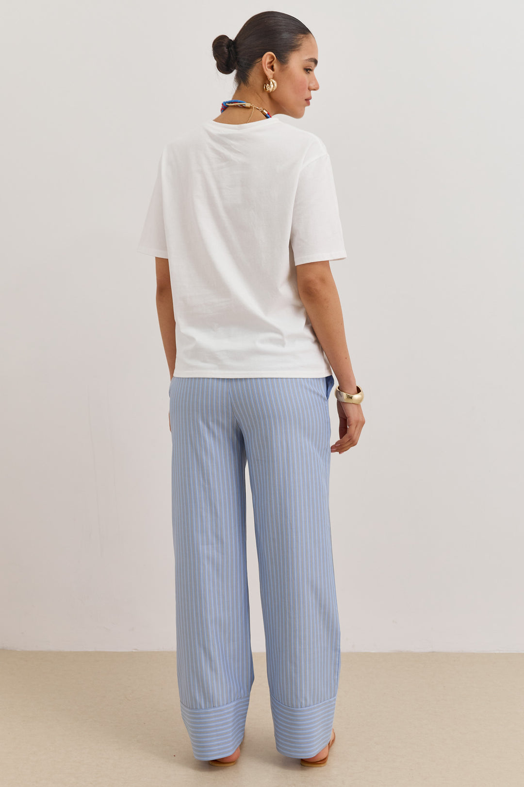 מכנסי תומאס סטרייפס גומי במותן | כחול בהיר