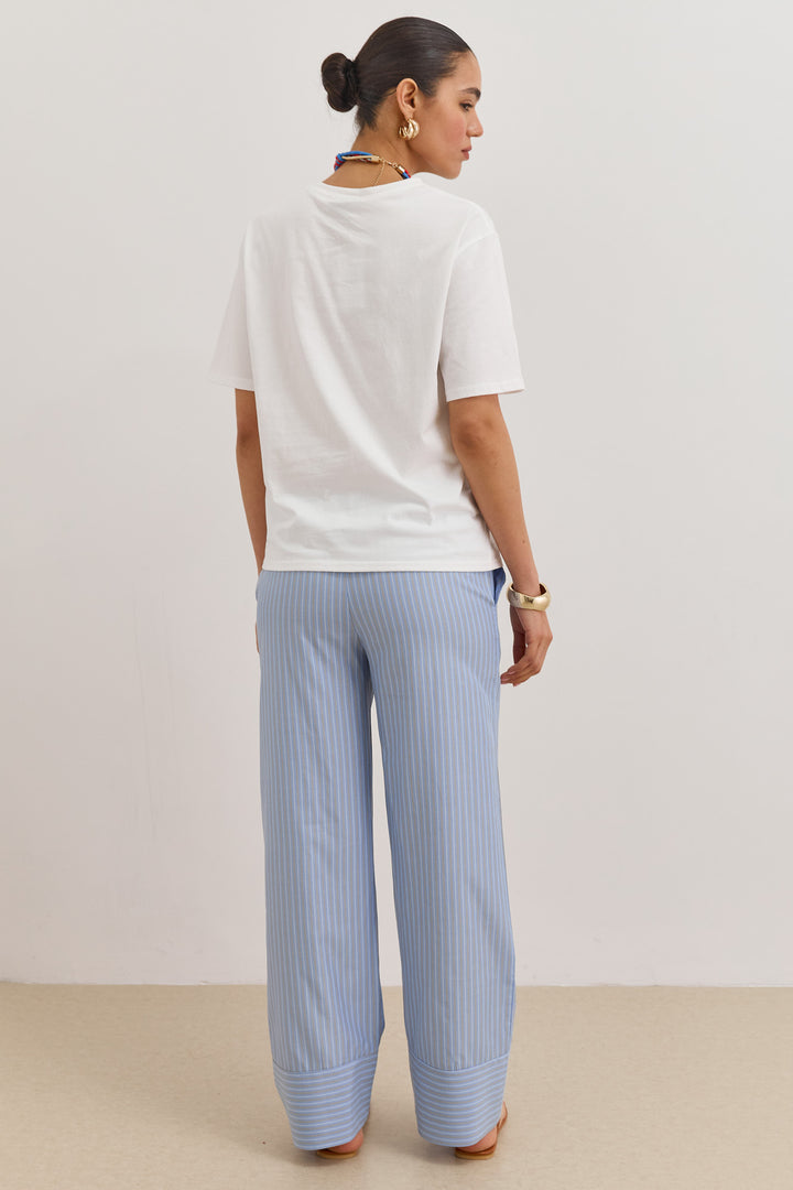 מכנסי תומאס סטרייפס גומי במותן | כחול בהיר