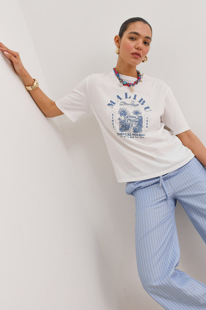 מכנסי תומאס סטרייפס גומי במותן | כחול בהיר