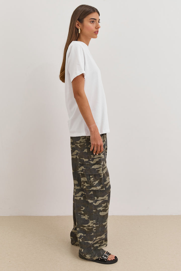 חולצת לינדה בשילוב כריות כתפיים | לבן