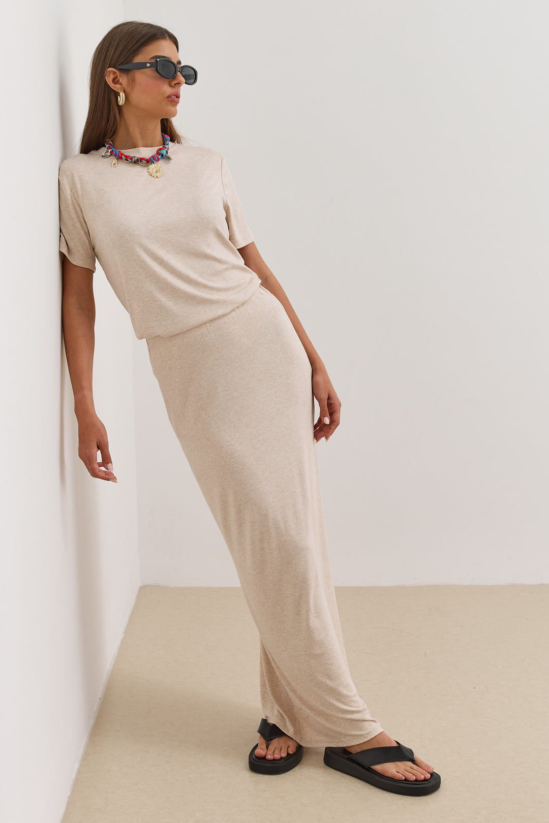 חולצת סולאנז' שרוול קצר | בז'