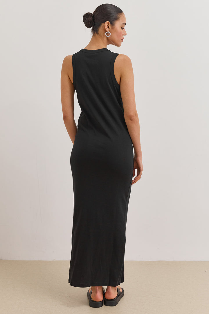 שמלת מקסי אן מרי מחשוף וי | שחור