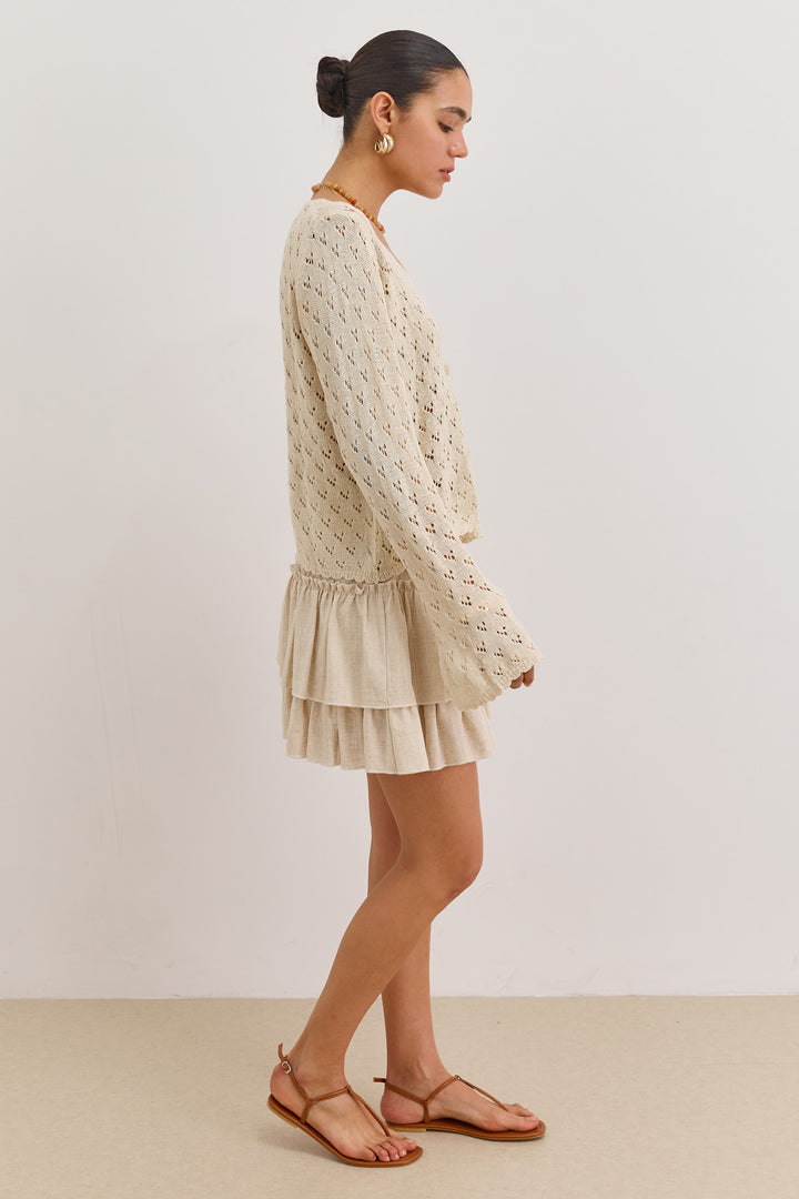 חולצת קרושה סיישל שרוולים מתרחבים | בז'