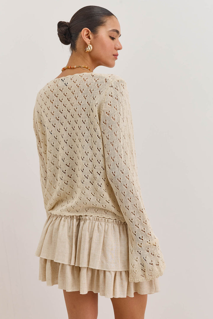 חולצת קרושה סיישל שרוולים מתרחבים | בז'