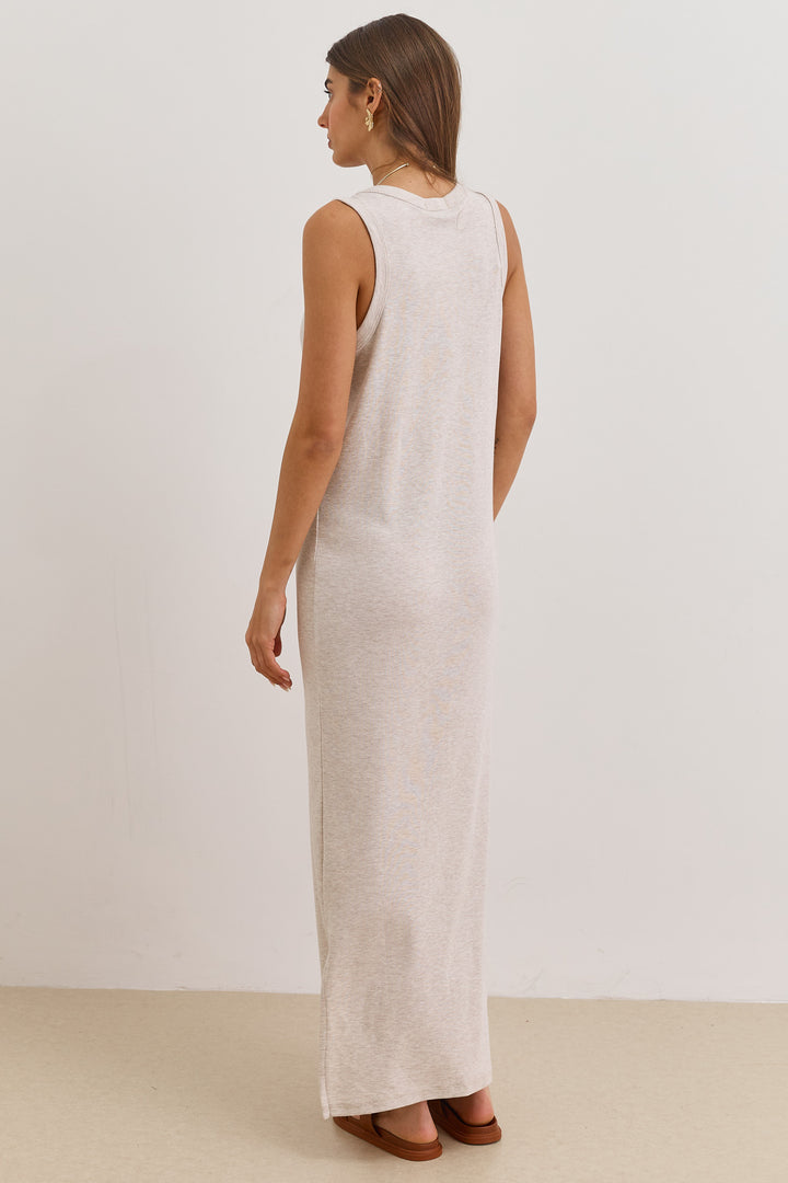 שמלת מקסי אן מרי מחשוף וי | בז' מלאנז'