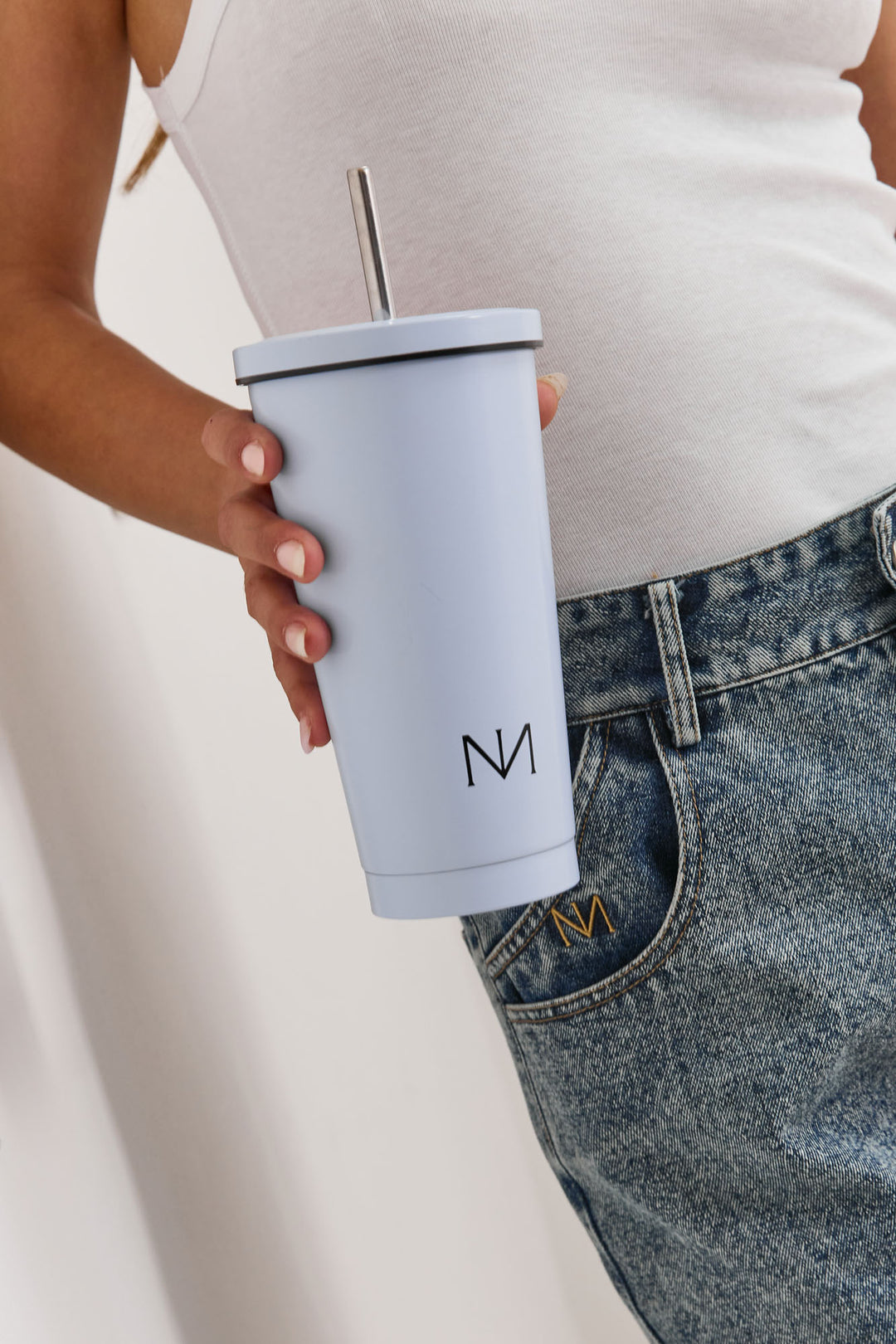 כוס תרמית נורי בשילוב לוגו | כחול בהיר