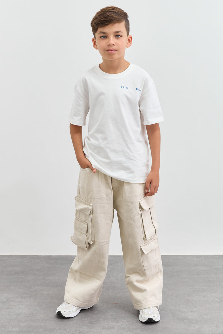 טי שירט COWBOY גזרת אוברסייז | לבן