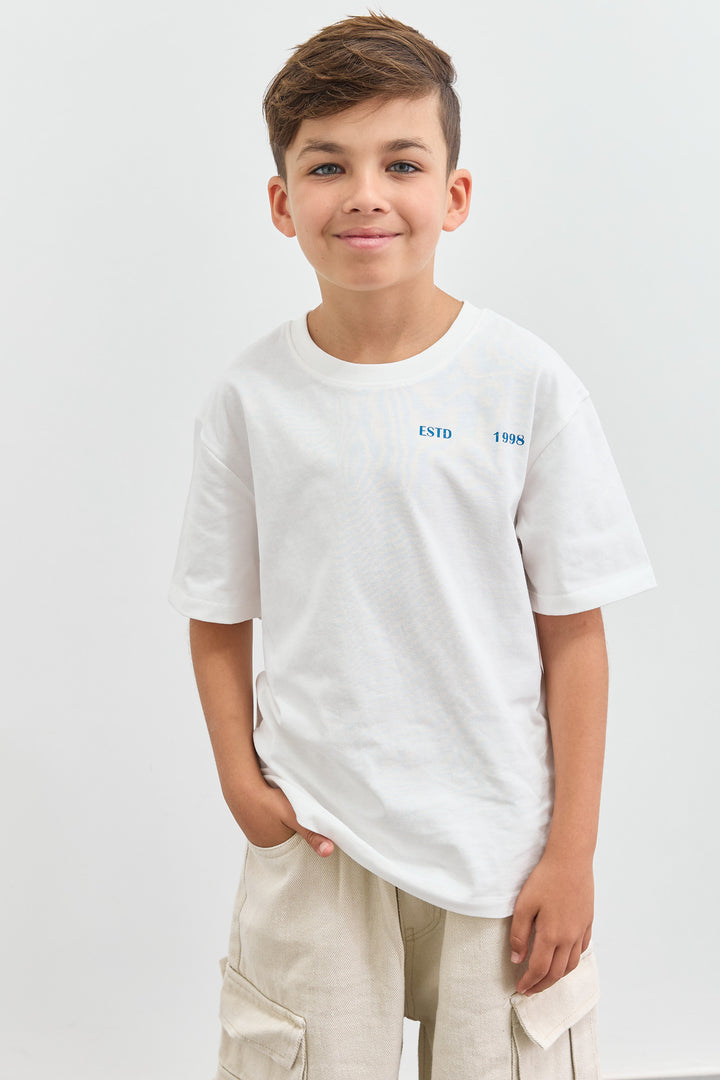 טי שירט COWBOY גזרת אוברסייז | לבן