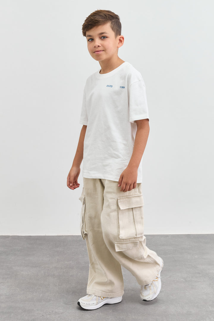 טי שירט COWBOY גזרת אוברסייז | לבן