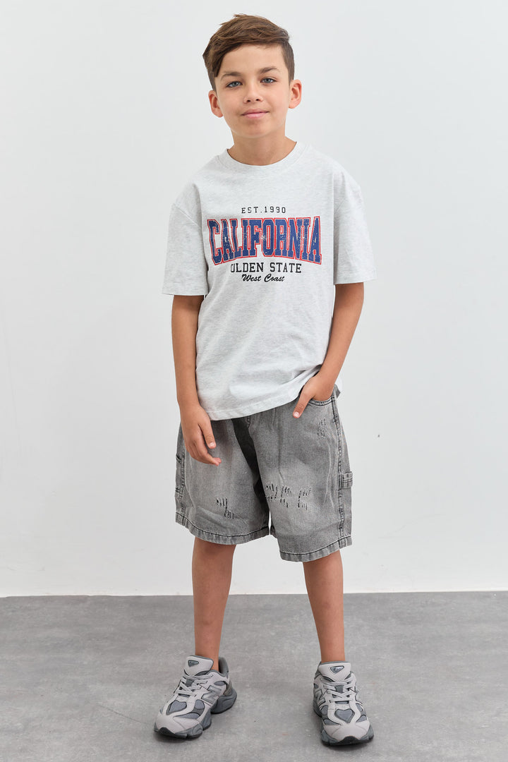 טי שירט CALIFORNIA בגזרת אוברסייז | אפור
