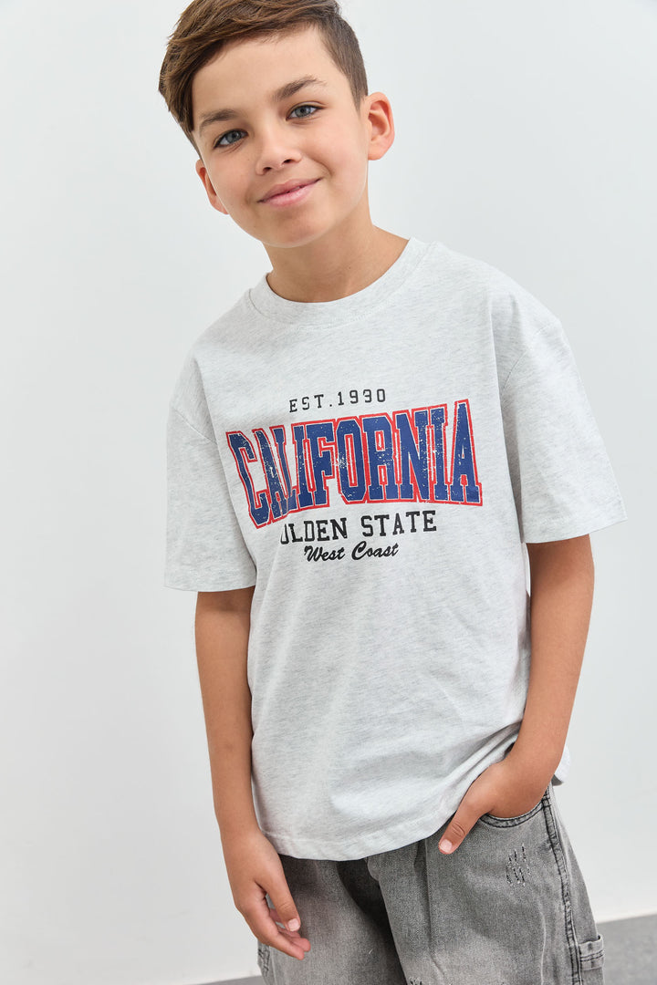 טי שירט CALIFORNIA בגזרת אוברסייז | אפור