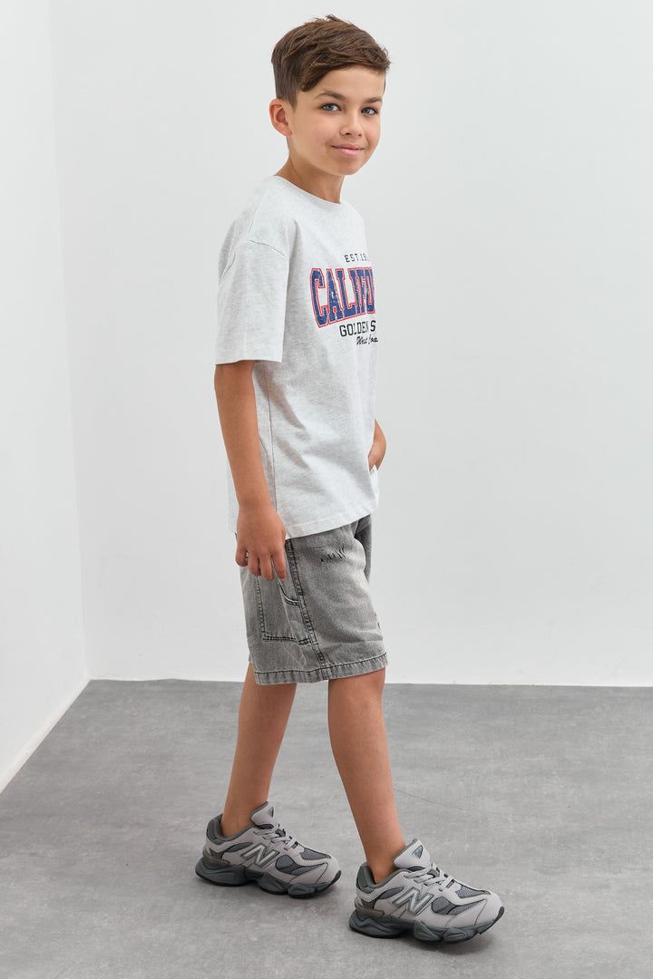 טי שירט CALIFORNIA בגזרת אוברסייז | אפור