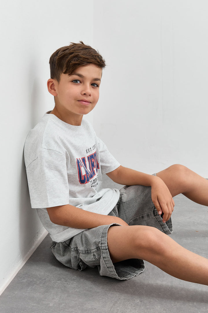 טי שירט CALIFORNIA בגזרת אוברסייז | אפור