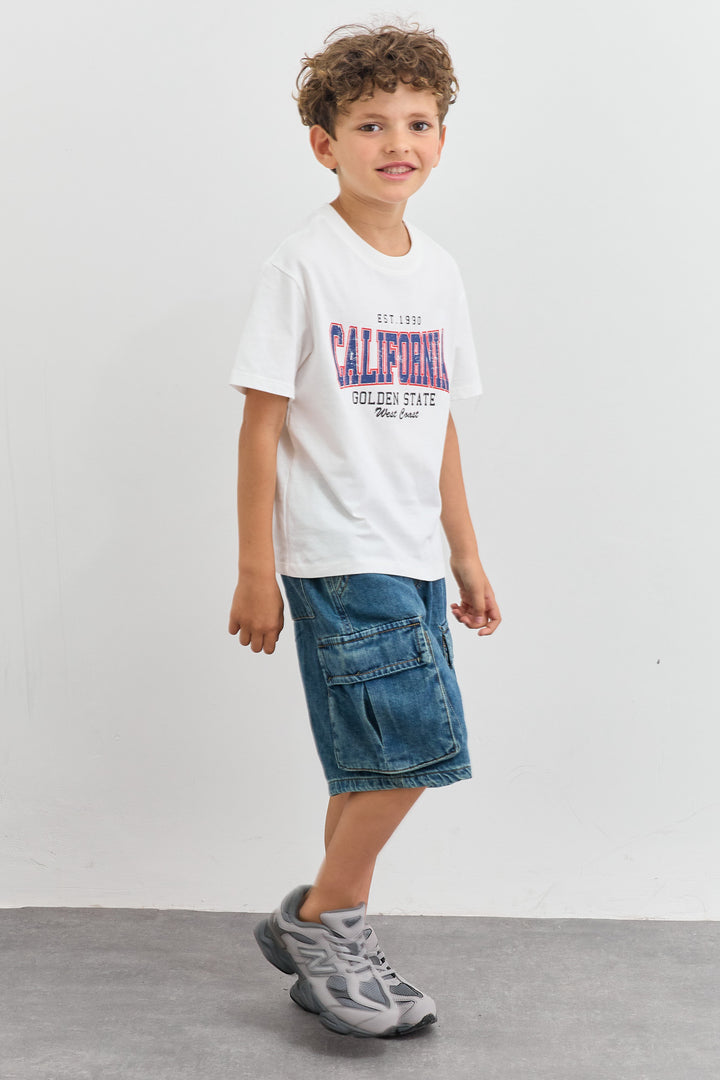 טי שירט CALIFORNIA בגזרת אוברסייז | לבן