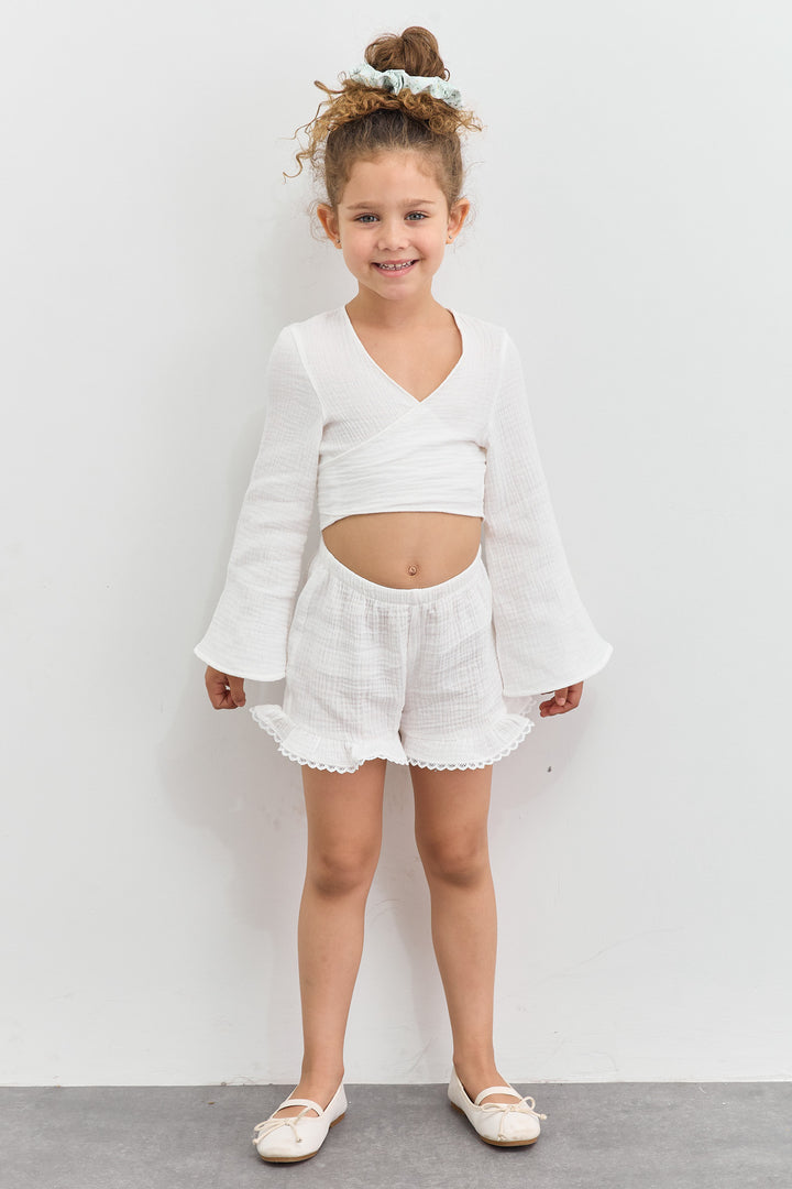 חולצת טטרה גזרת מעטפת | לבן