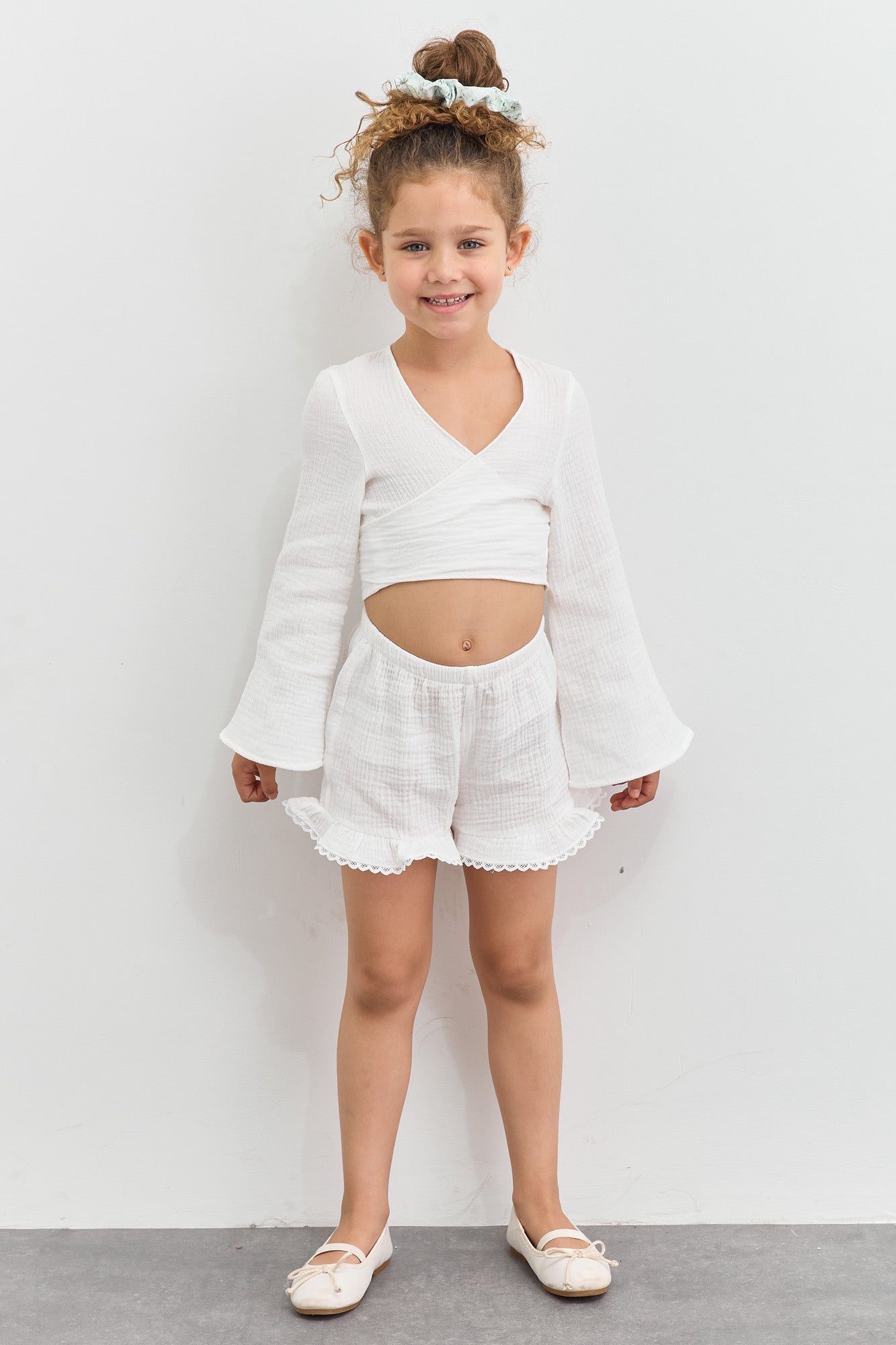 מכנסי טטרה בגימור מלמלה | לבן