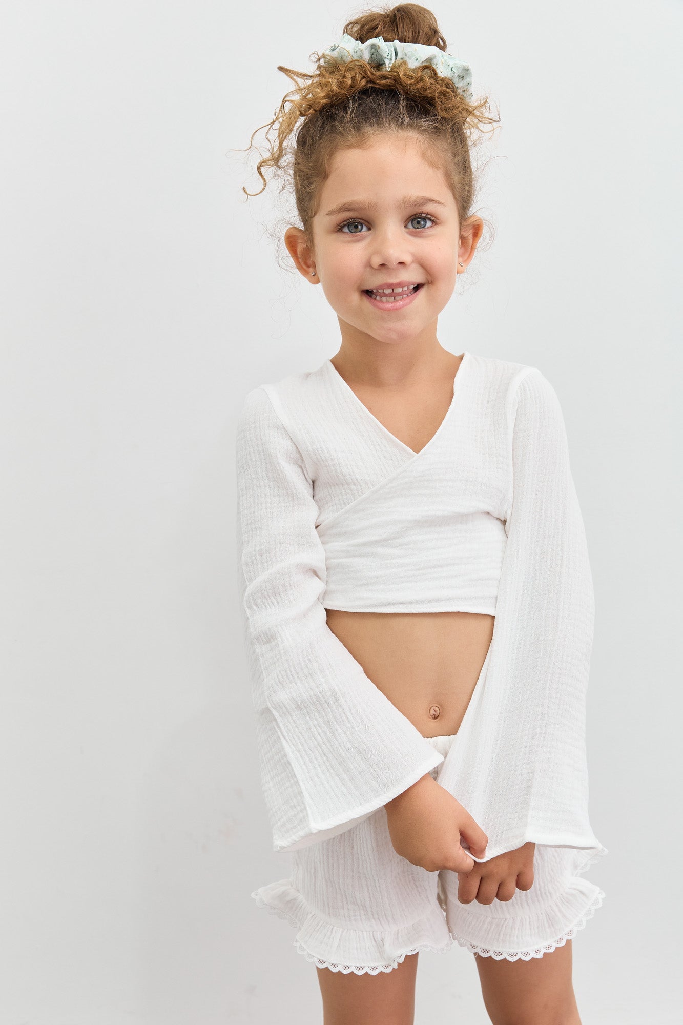 חולצת טטרה גזרת מעטפת | לבן