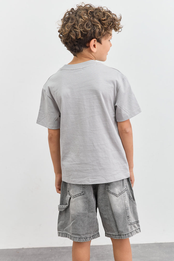 טי שירט Wild Tiger בגזרת אוברסייז | אפור