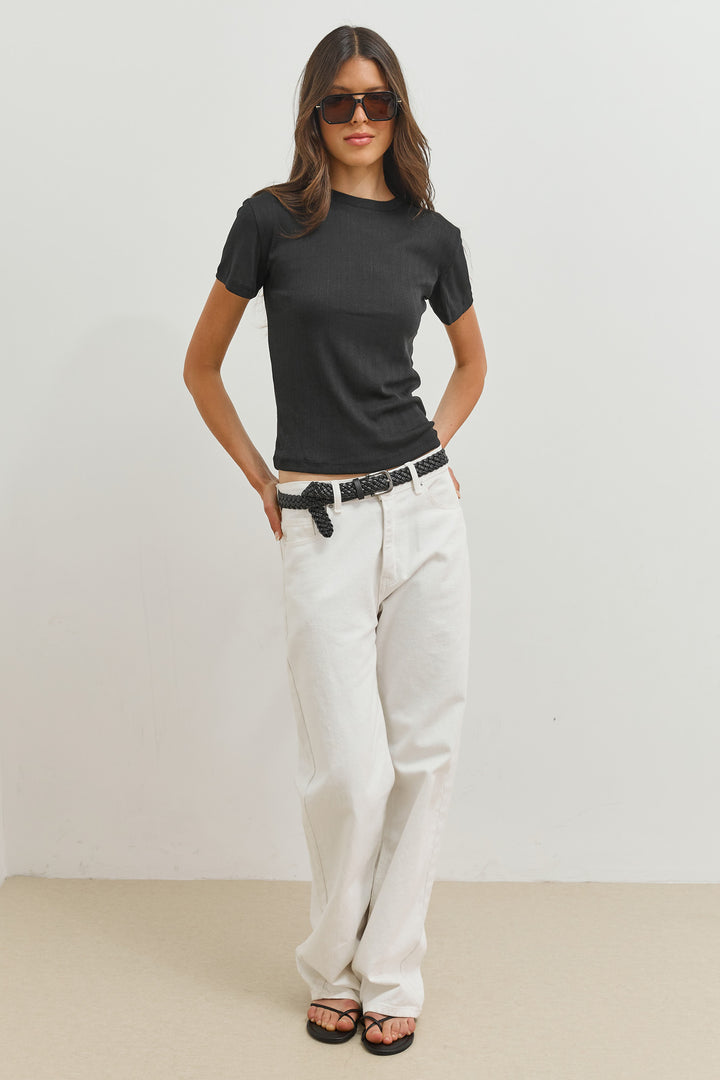 טי שירט ונוס עם טקסטורה | שחור